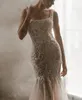 Spaghetti Straps Simple Mermaid Wedding Dresses Sequined Bridal Gowns Beading See Through Illusion Sweep Train Robe Bride Dresses