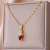 Pendentif Colliers Rouge Verre Pierre Pixiu Collier Pour Femmes Opale Naturelle 2024 Tendance Fête De Mariage En Acier Inoxydable Bijoux Cadeau