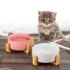 Tigelas para cães Alimentadores de cerâmica para animais de estimação Prato com suporte de madeira sem derramamento Tigela dupla de cerâmica para animais de estimação para cães e gatos Alimentador de água para cães pequenos Pet bowlvaiduryd