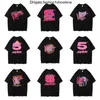 Uomo Donna Migliore qualità Schiuma Stampa Ragnatela Modello T-shirt Moda Top Tees Rosa Giovane Thug Sp5der 555555 T Shirt WLWU