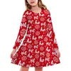 Girl Dresses Kids Toddler Girls Christmas Cartoon Santa Prints Long Sleeve Party Dress Clothes For 4 To 13 Years