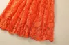 2024 Spring Orange Solid Color Dress Sleeveless Slash Neck Midi Casual Dresses A4J09