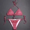 Tie Dye Micro Bikini 2024 Kvinnor Swimsuit Kvinnliga badkläder thong baddräkter sexiga bikinis sätter spetsar upp kvinnor badkläder