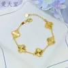 Designer Van Cl-Arp Bracelet Vietnam Sha Jin Alliage De Cuivre Cinq Fleurs Lucky Grass Gold Shop Même Bijoux Laser Quatre Feuilles Femelle 24k K439