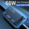 Mobiltelefon Power Banks nya 30000mAh stor kapacitet 66W Power Bank PD 20W Super Fast Charging Ultrathin Portable PowerBank för iPhone Samsungl240112