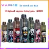 Original VAPME King pro 12000 baforadas Caneta Vape descartável E Cigarros 12 sabores Caneta de bobina de malha recarregável 650mAh Bateria 20ml 0% 2% 3% 5% Luz inferior RGB 12K 15k Puffs