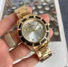 Relogio Masculino Luxury Full rostfritt stålklockor utomhus kronograf kvarts batteri färgglada diamanter ring stora urtavla klassiska armbandsur reloj de lujo