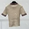 Buchstaben-Strick-T-Shirts, kurze Oberteile, Damen-Strickpullover, kurzärmlige T-Shirts, hochelastische Strickwaren