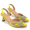 Chan amarelo elegante bowknot apontou toe sapatos femininos de salto alto sandálias elegantes boca rasa conjunto saco feminino 240110