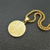 Hip Hop Iced Out San Benito Heilige Medaille Anhänger Goldene Farbe 14k Gelbgold Kette Jesus Halskette Religiöser Schmuck Geschenk
