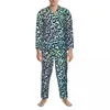 Homens sleepwear leopardo design pijama conjunto primavera animal impressão quarto romântico casal 2 peça solto oversized casa terno presente