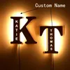 Catene 26 lettere Nome personalizzato Luci notturne in legno a LED Decorazioni da parete per camera da letto di moda Luce USB Gioielli personalizzati Accessori per lampade in legno