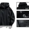 Jaqueta preta de acampamento masculina, casaco corta-vento plus size 8xl, moda casual, à prova d'água, cor sólida, grande 240111