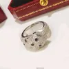 Klassischer Luxus-Schmuck-Ring aus 925er-Sterlingsilber mit vollem Diamant und geflecktem Leopardenkopf für Damen, High-End-Modemarke, Party-Geschenk