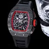 Jf RichdsMers Watch Factory Superclone Luxo masculino Mecânica Tamanho masculino 40x50x16mm Rm1103 Rm011 com movimento de máquina de cronometragem totalmente 7750 Ntpt carbono