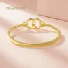 Hochwertiges Edelstahl-Handschellen-Armband für Frauen, klassisches goldenes Schloss, Armreifen, Zirkonia, weibliche Mode, Schmuck, Geschenk 240110