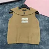 Cropped Knits Tees Designer Tank Top Women Navy Style Knitted Vest Sleeveless Casual T Shirts Tops For Lady