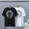 Moda de luxo Mens Camisetas CH Marca Homem T-shirt Horseshoe Flower Tees Verão Cruz Sânscrito Carta Manga Curta Designer Camisetas Mulheres Top Camisa Hip Hop 155