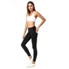 Yoga Outfits Pants Kvinnor Ankellängd Hög midja dubbelsidig slipning av leggings Täta byxor som kör sportkläderkläder