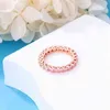 7-9 Authentieke 925 Sterling Zilveren Ringen Voor Vrouwen Romantische Roze Hartvormige Zirkoon Sneeuwvlok Ringen Fijne Engagement Bruiloft sieraden