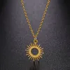 Boho Sun Pendant Necklace For Women Girls 14k Yellow Gold Color Choker Neck Chain Jewelry Friendship Gift