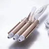 Professional Golden Curler Iron Ceramic Fast Heating Three Tube Wave Shaped Tool Hairstyle Stick Gold 240110