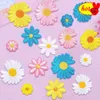 32pcs Daisy Iron on Patches Lot for Clothes Small Flower Stripe Fabric Sew Designer Bulk Mix Pack Embroidery Cute Thermoadhesive