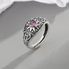 クラスターリングVentfille 925 Sterling Silve Zircon Sun Ring for Women Girl Girt Love Hart Retro Simplicity Jewelry Drop