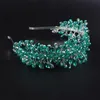 Feito à mão casamento noiva luxo verde strass tiaras e coroas nupcial bandana traje acessórios de cabelo para mulheres e gilrs 240110