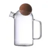 Set di stoviglie Brocca in vetro grande da 1200 ml con coperchio Tappo in sughero Caraffa per acqua fredda resistente al calore per barattolo di bevande Bollitore per il tè