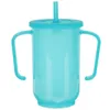 Waterflessen Volwassenen Twee handvatten Plastic bekers Deksels Rietjes Transparant Blauw Sippy Cup voor volwassenen Niet te morsen Bedlegerige Patiëntenproducten