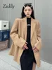 Zadily Winter Office Lady Long Sleeve Women Oversize Khaki Blazer Korea Style Pin Woman Work Suits Coat Kvinnliga kläder 240111