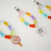 Chaveiros Colorido Urso De Cristal Platic Pulseiras Chaveiro Para Mulheres Flor Trinket Chaveiro Anel Saco De Carro Pendente Charme AirPods X279