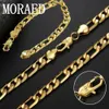 Sets 18k Gold Jewelry Sets 2 Piece 8mm Figaro Chain Necklace Bracelet Woman Man Wedding Engagement Gifts