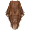 Sjaals Kameel Suède Bloemen Uitgehold Fringe Kwastje Sjaal Vrouwen Vintage Capes Poncho's Herfst Boheemse Vest Mantel Boho 230201321P