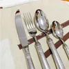 고급 칼레리 24 피스 스테인레스 스틸 플랫웨어 세트 lnife spoon fork 웨딩 레스토랑 식당 세트 2748
