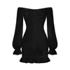 Casual jurken Grote maten Off-shoulder Bodycon Mini-jurk Lange mouw Halter Ruches Feestoutfits Dames Zonnejurk Dameskleding