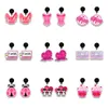 Kolczyki Dangle Pink Series Walentynki Temat Drukuj Drukuj Drukuj Druk Cartoon Cosplay Handcraft Acryl Black Drop