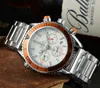 Omg Zegarek ze stali nierdzewnej zegarki Kalendarz mężczyźni męskie sześć igieł pełna funkcja Sapphire zegarki pełne funkcje kwarcowe marka chronograph luksusowa marka