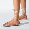 Sandaler McCKLE Women Rhiestone pekade tå PVC transparenta damer Flat Shoes Party Luxury Ankel Strap Female Sandal 2024 Summer