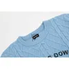 Damenpullover RAF Jacquard Slogan Bedruckter Runder Ne-Pullover High Street Übergroßer Pullover Knityolq