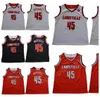 남자 대학 농구 Donavan Mitchell Jerseys 45 스포츠 팬을위한 통기성 순수 면적으로 모든 스티치 팀 Red Black White Co7460788