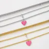 Pendant Necklaces Vintage Gold Color Punk Chain Necklace For Women Female Fashion Multilevel Crystal Beads Oil Drop Red Heart Jewelry Gift