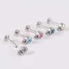 25PCSLot Steel Lip Bar Labret Clear Crystal Earring Helix Tragus Cartilage Flat Base Ear Studs Piercing Wholesale 240110