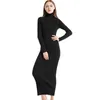 2023 Moda Mujer Vestido de fiesta sexy Estilo de punto Manga larga Cuello alto Invierno Maxi Slim Ropa de trabajo Vestidos de oficina 240130