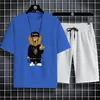 Men'S Short Sleeve Shorts Sportswear Set Doll Bear Print Pattern Simple And Generous Speed Dry Suitable For Summer 240111