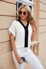 Damskie koszule Damie Daily Western Casual T-shirt Summer kontrast krótki rękaw w szyku luz luźny nietoperz