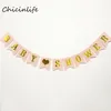 Whole-Chicinlife 1set pink Lake Blue Baby Shower Banner Garland Kids Birthday Party Supplies Baby Shower Decoration paper Bann282J