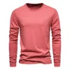 Herfst Trendy Lange Mouwen Nieuwe Europese Maat Heren Effen Kleur Lange Mouwen Top High Street Heren Hong Kong Stijl Onderlaag Puur Katoen T-shirt