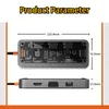 2024NEW Transparent 10-in-1 type-c docking station usb hub computer converter for Mac, Laptop, Camera, Memory Card, 3.5mm audio interface, PD fast charging,Docking Stations